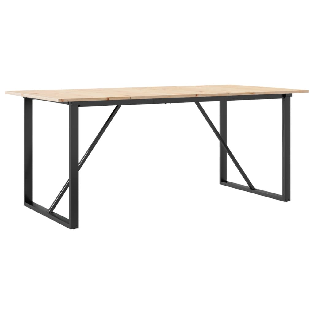 Tavolo da Pranzo Telaio a O 180x90x75 cm Legno Pino e Acciaio | homemem39