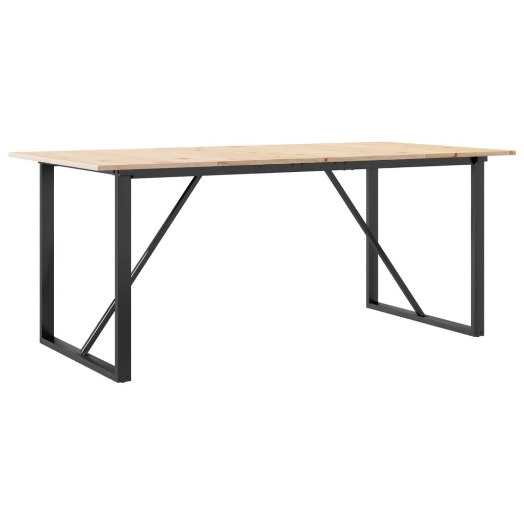 Tavolo da Pranzo Telaio a O 180x90x75 cm Legno Pino e Acciaio | homemem39