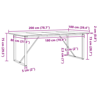 Tavolo da Pranzo Telaio a O 200x100x75 cm Legno Pino e Acciaio | homemem39