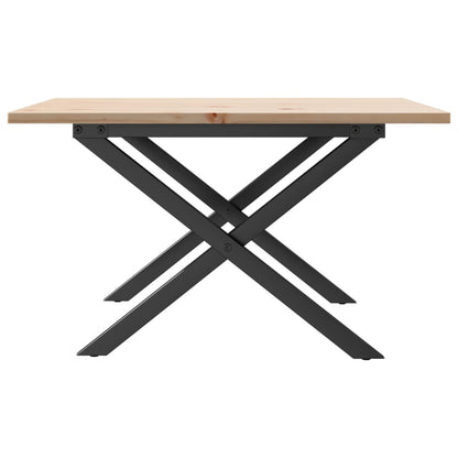 Tavolino da Salotto Telaio a X 60x60x40 cm Legno Pino e Acciaio | homemem39
