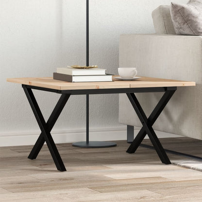 Tavolino da Salotto Telaio a X 60x60x40 cm Legno Pino e Acciaio | homemem39