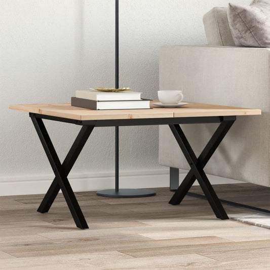 Tavolino da Salotto Telaio a X 60x60x40 cm Legno Pino e Acciaio | homemem39