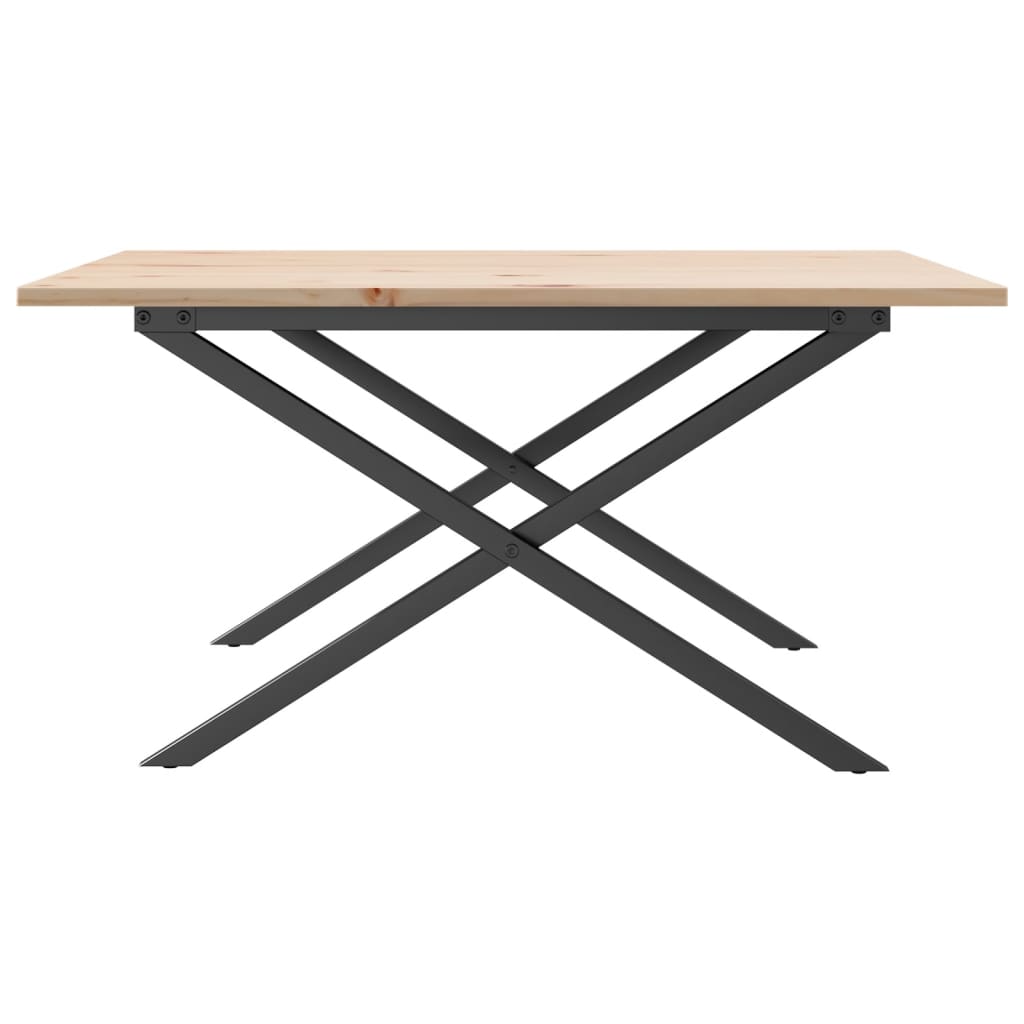 Tavolino da Salotto Telaio a X 80x80x45 cm Legno Pino e Acciaio | homemem39