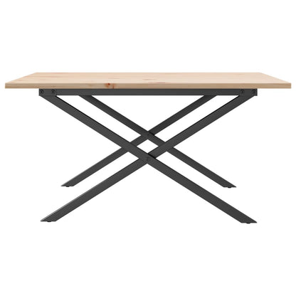 Tavolino da Salotto Telaio a X 80x80x45 cm Legno Pino e Acciaio | homemem39