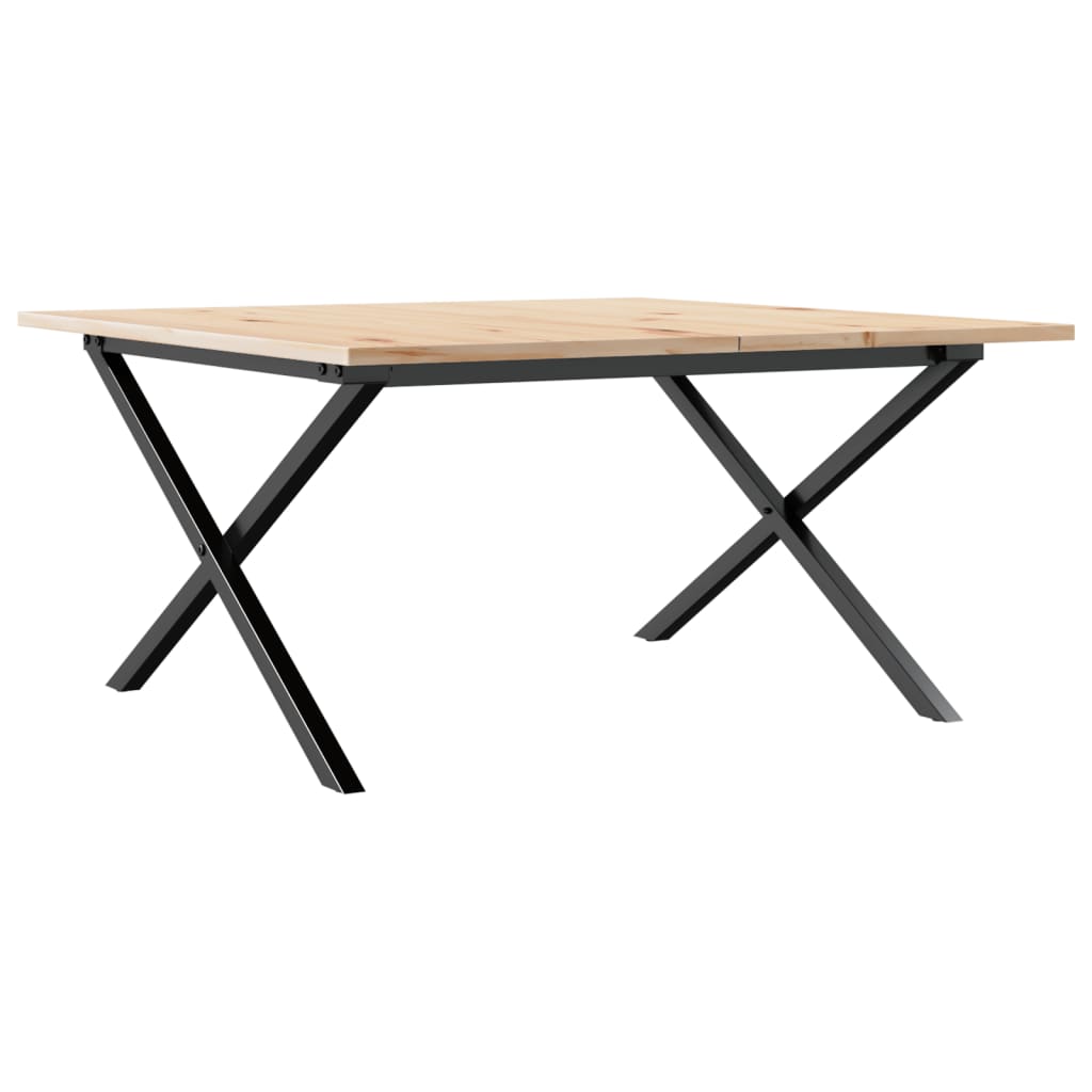 Tavolino da Salotto Telaio a X 80x80x45 cm Legno Pino e Acciaio | homemem39