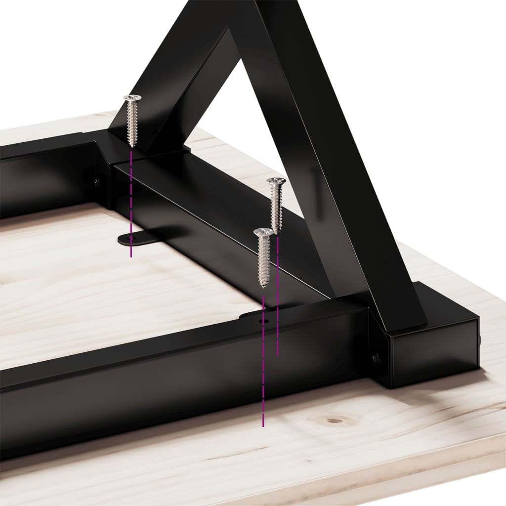 Tavolino da Salotto Telaio a X 80x80x45 cm Legno Pino e Acciaio | homemem39