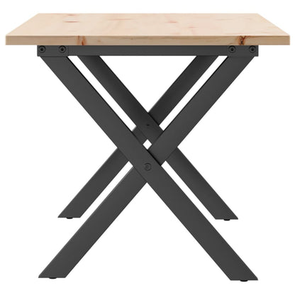 Tavolino da Salotto Telaio a X 90x40x45 cm Legno Pino e Acciaio | homemem39