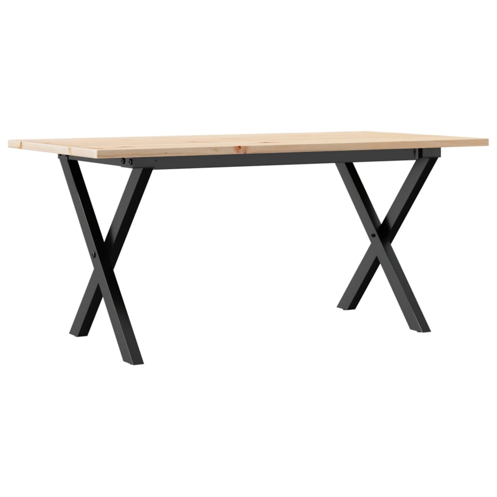 Tavolino da Salotto Telaio a X 90x40x45 cm Legno Pino e Acciaio | homemem39