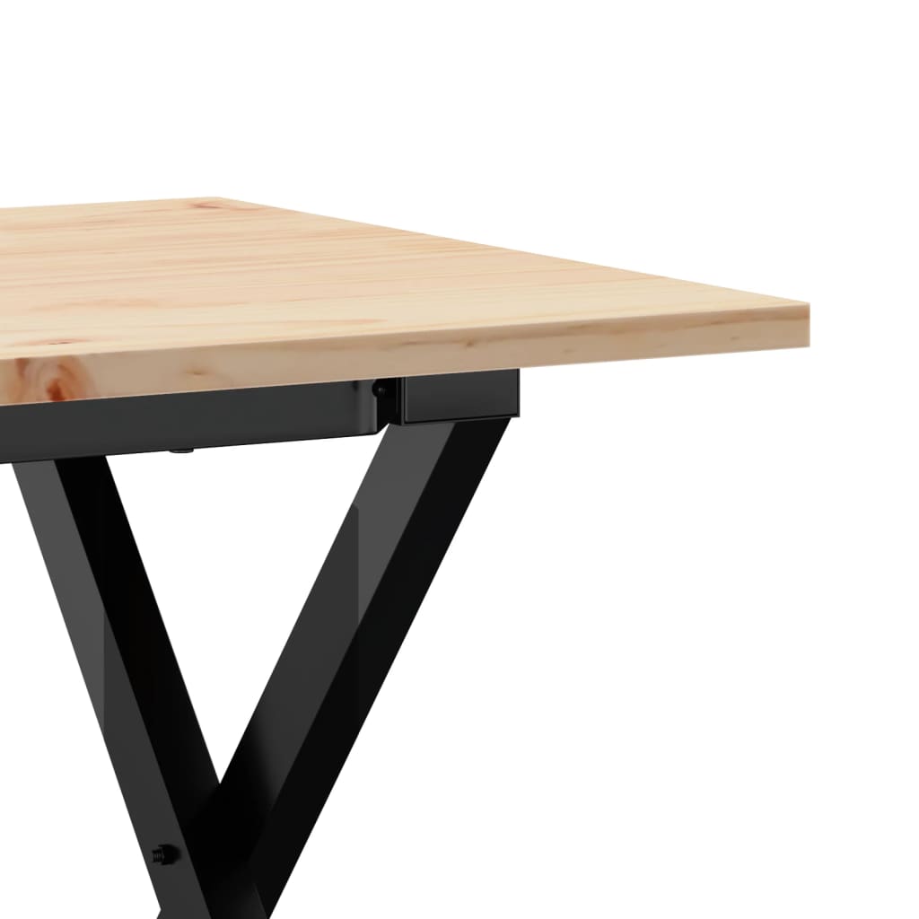Tavolino da Salotto Telaio a X 90x40x45 cm Legno Pino e Acciaio | homemem39