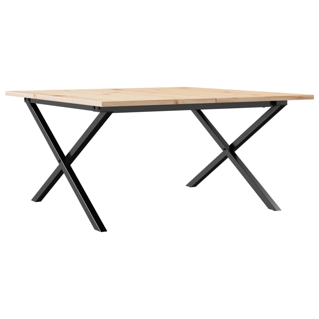 Tavolino da Salotto Telaio a X 90x90x45 cm Legno Pino e Acciaio | homemem39