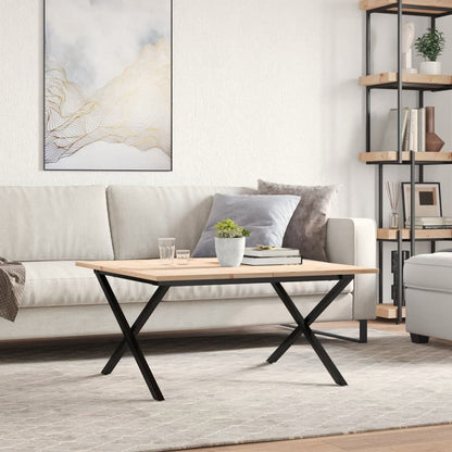 Tavolino da Salotto Telaio a X 90x90x45 cm Legno Pino e Acciaio | homemem39
