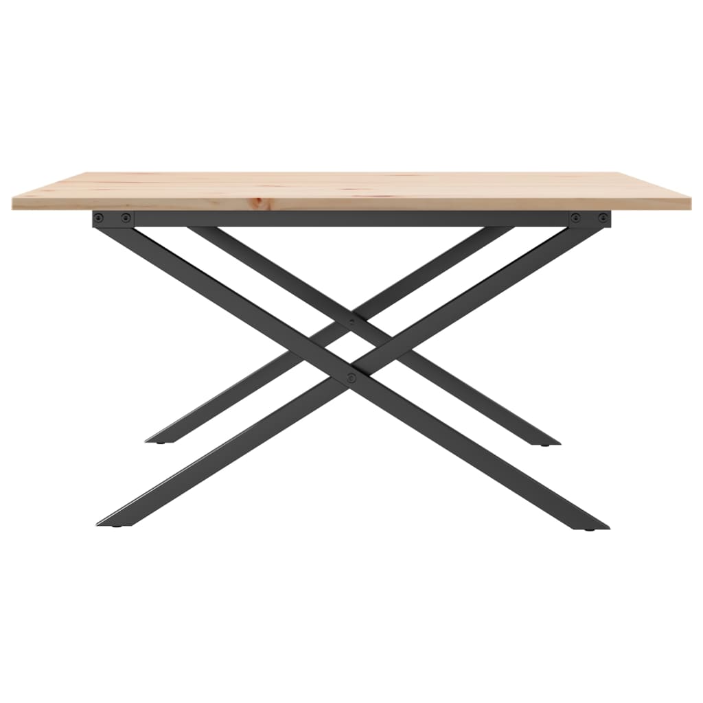 Tavolino da Salotto Telaio a X 90x90x45 cm Legno Pino e Acciaio | homemem39