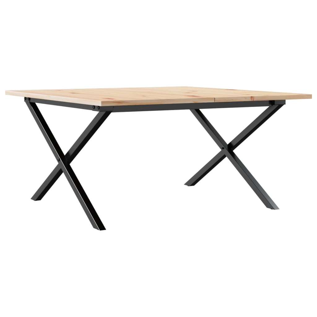 Tavolino da Salotto Telaio a X 90x90x45 cm Legno Pino e Acciaio | homemem39