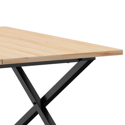 Tavolino da Salotto Telaio a X 90x90x45 cm Legno Pino e Acciaio | homemem39