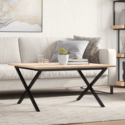 Tavolino da Salotto Telaio a X 90x90x45 cm Legno Pino e Acciaio | homemem39