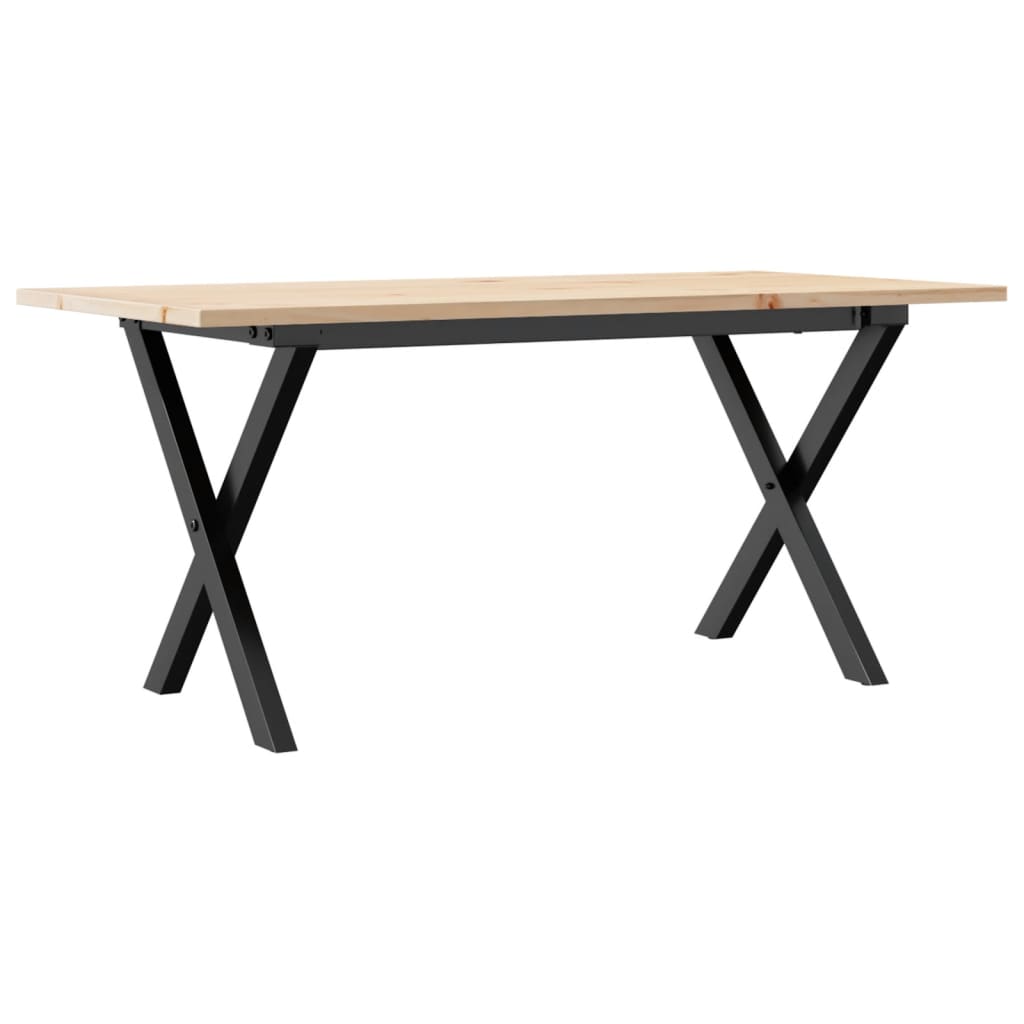 Tavolino Salotto Telaio a X 100x50x45 cm Legno Pino e Acciaio | homemem39