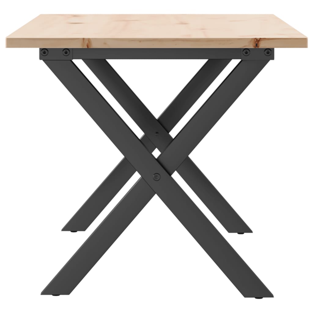 Tavolino Salotto Telaio a X 100x50x45 cm Legno Pino e Acciaio | homemem39