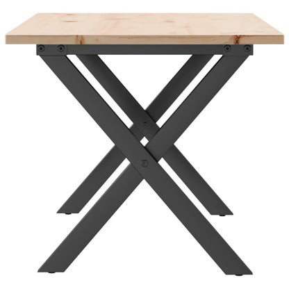 Tavolino Salotto Telaio a X 100x50x45 cm Legno Pino e Acciaio | homemem39