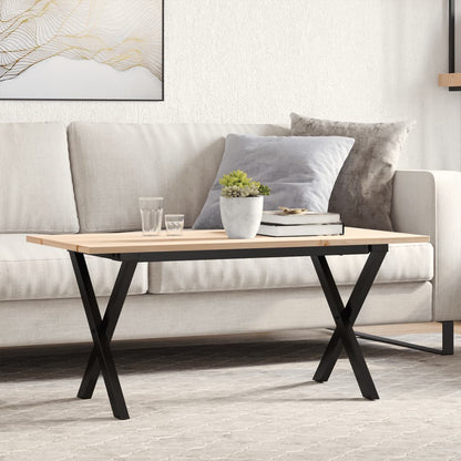 Tavolino Salotto Telaio a X 100x50x45 cm Legno Pino e Acciaio