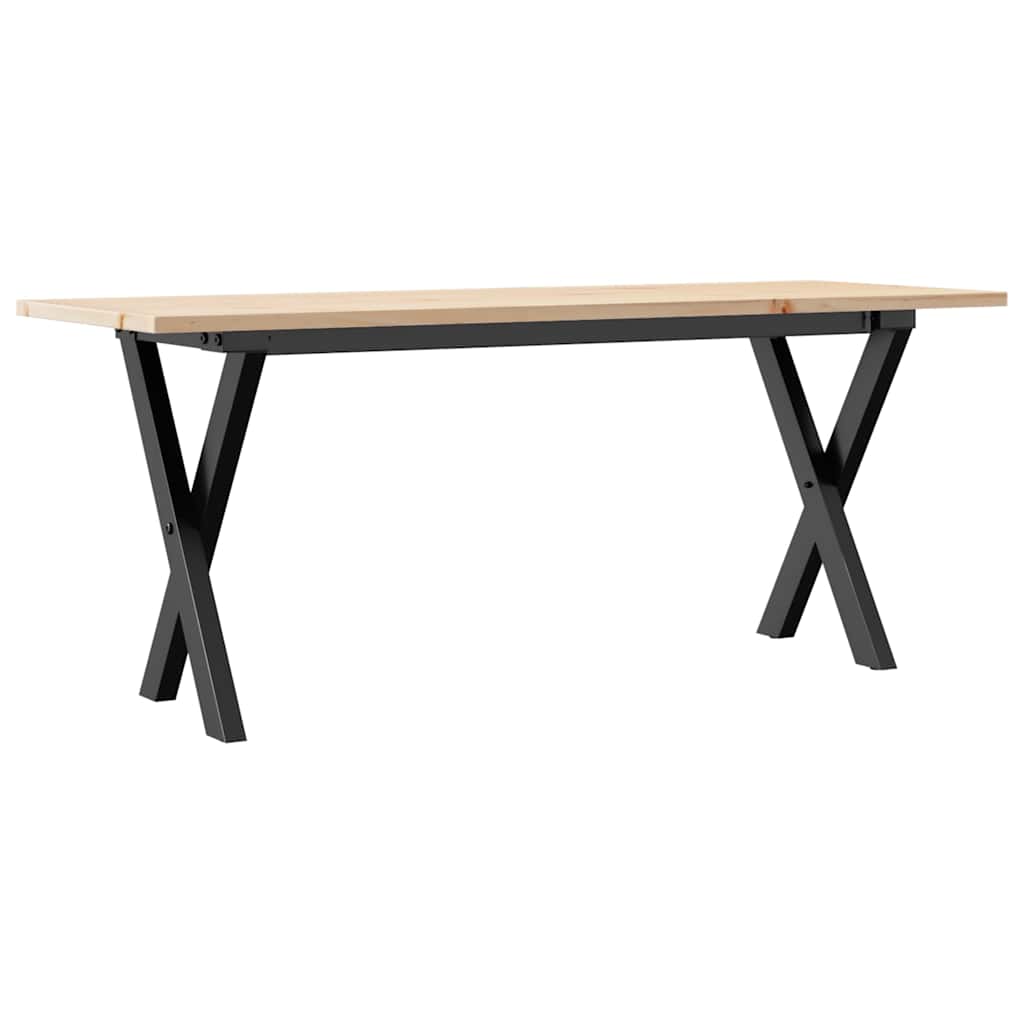 Tavolino Salotto Telaio a X 110x40x45 cm Legno Pino e Acciaio | homemem39