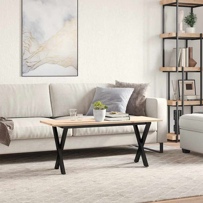 Tavolino Salotto Telaio a X 110x40x45 cm Legno Pino e Acciaio | homemem39