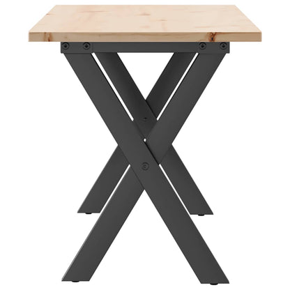 Tavolino Salotto Telaio a X 110x40x45 cm Legno Pino e Acciaio | homemem39