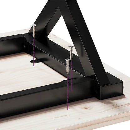 Tavolino Salotto Telaio a X 110x40x45 cm Legno Pino e Acciaio | homemem39