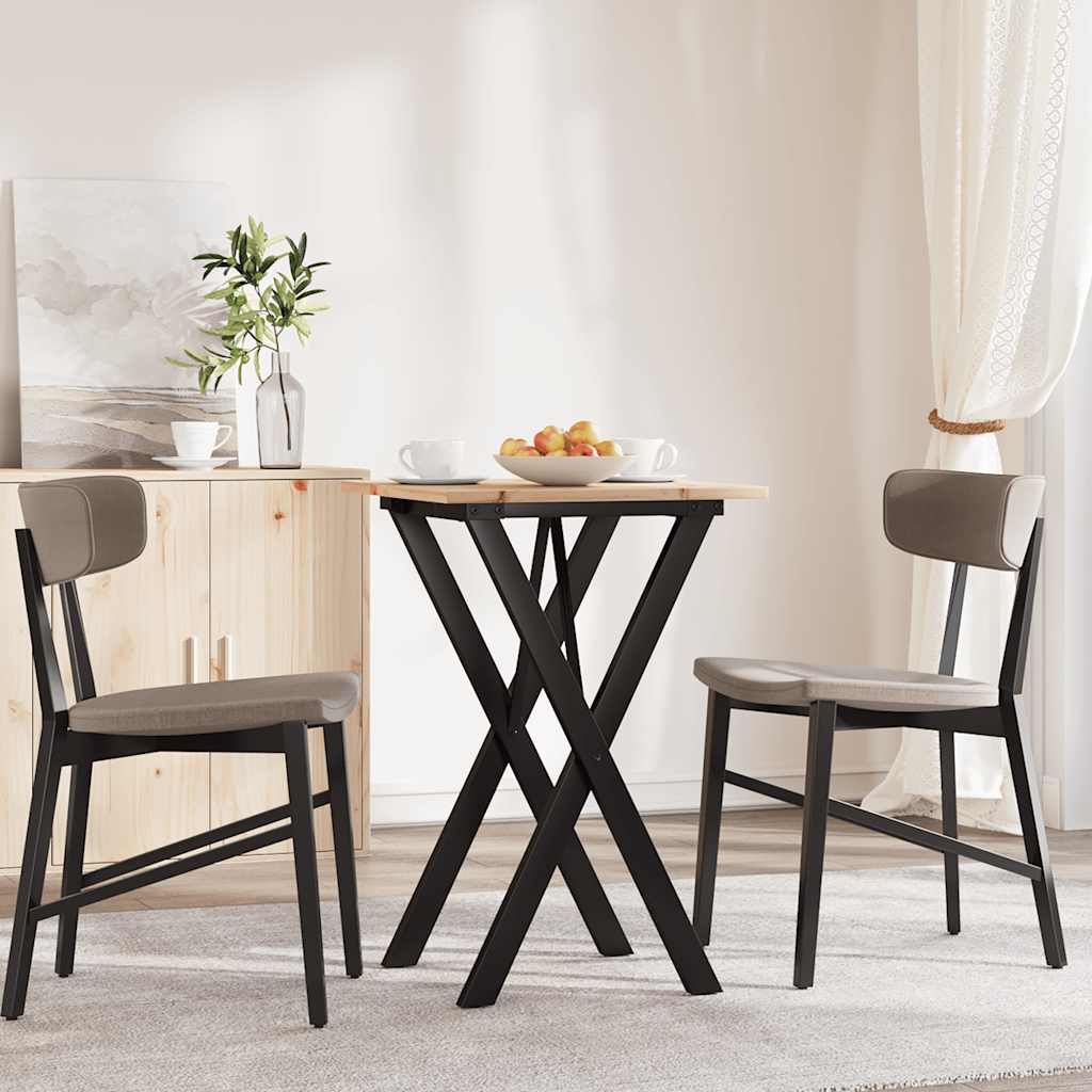 Tavolo da Pranzo Telaio a X 50x50x75 cm Legno Pino e Acciaio | homemem39