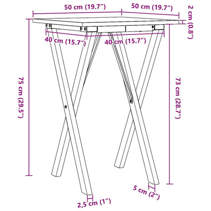 Tavolo da Pranzo Telaio a X 50x50x75 cm Legno Pino e Acciaio | homemem39