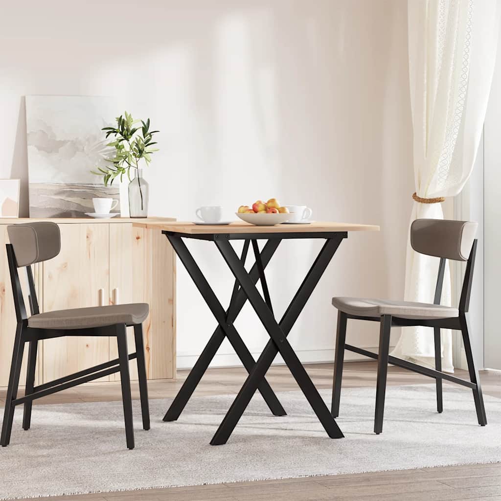 Tavolo da Pranzo Telaio a X 70x70x75 cm Legno Pino e Acciaio | homemem39