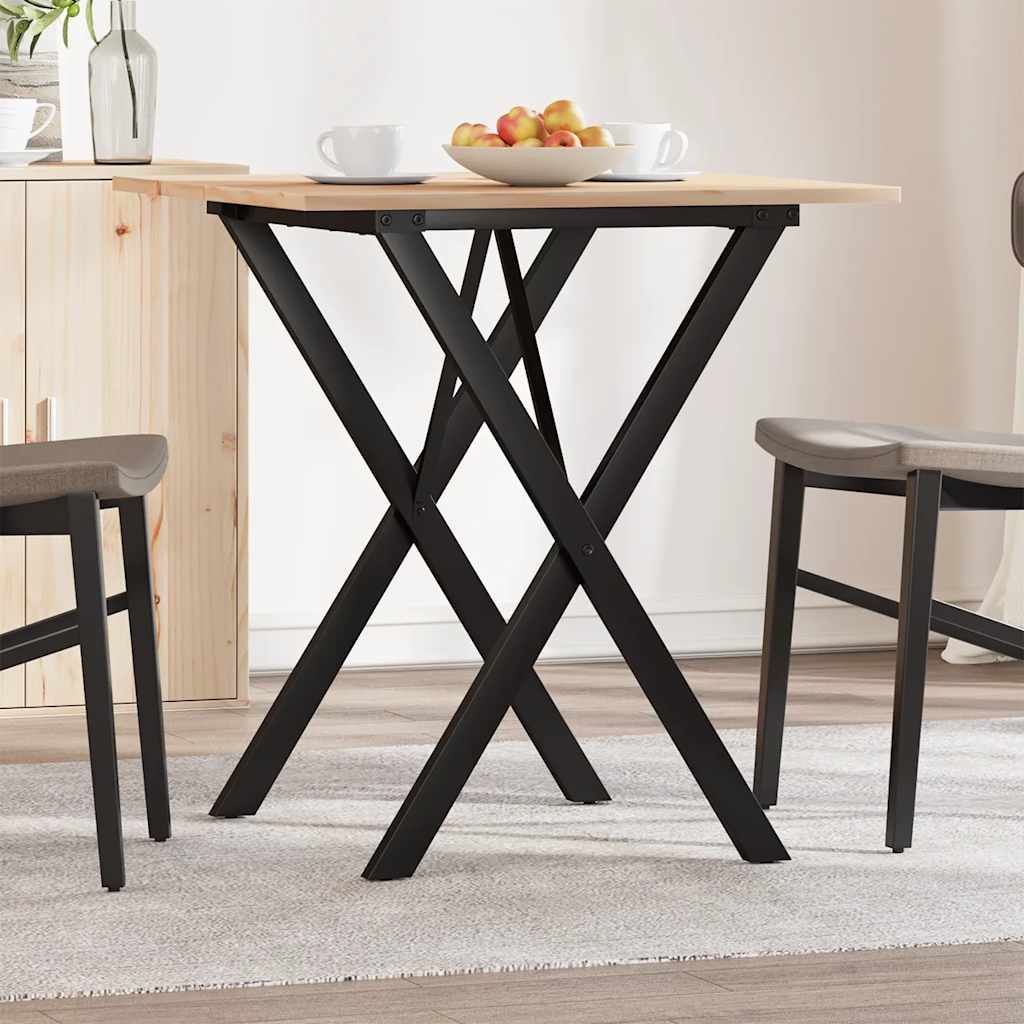 Tavolo da Pranzo Telaio a X 70x70x75 cm Legno Pino e Acciaio | homemem39