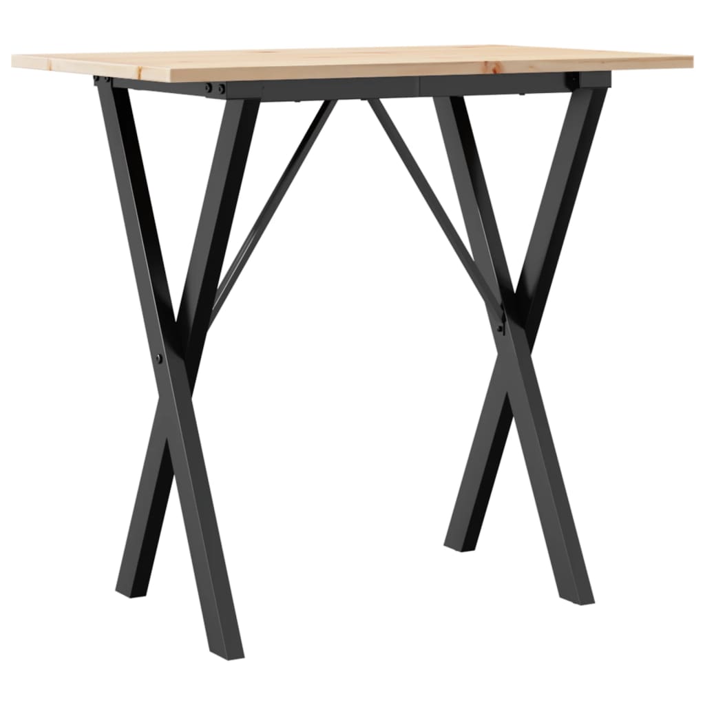 Tavolo da Pranzo Telaio a X 80x50x75 cm Legno Pino e Acciaio | homemem39
