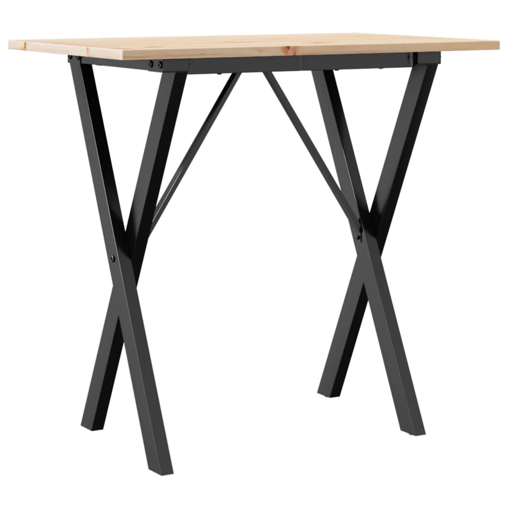 Tavolo da Pranzo Telaio a X 80x50x75 cm Legno Pino e Acciaio | homemem39