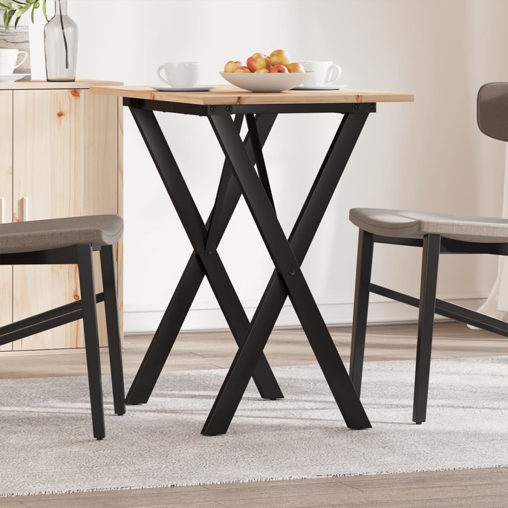 Tavolo da Pranzo Telaio a X 80x50x75 cm Legno Pino e Acciaio | homemem39