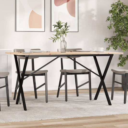 Tavolo da Pranzo Telaio a X 160x80x75 cm Legno Pino e Acciaio