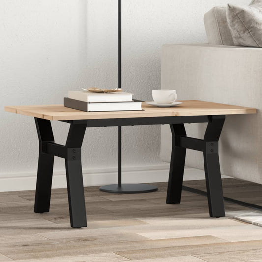 Tavolino da Salotto Telaio a Y 80x50x40 cm Legno Pino e Acciaio | homemem39