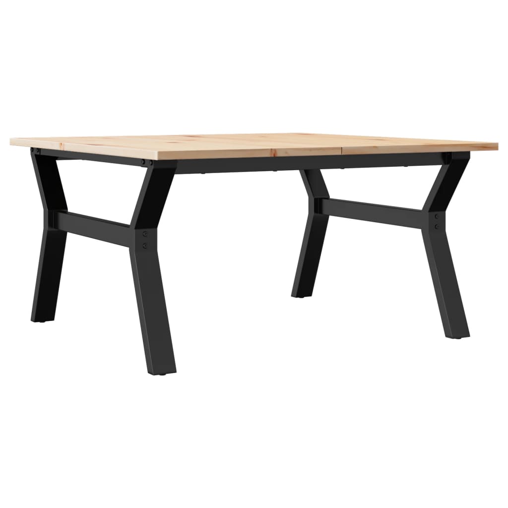 Tavolino da Salotto Telaio a Y 80x80x45 cm Legno Pino e Acciaio | homemem39