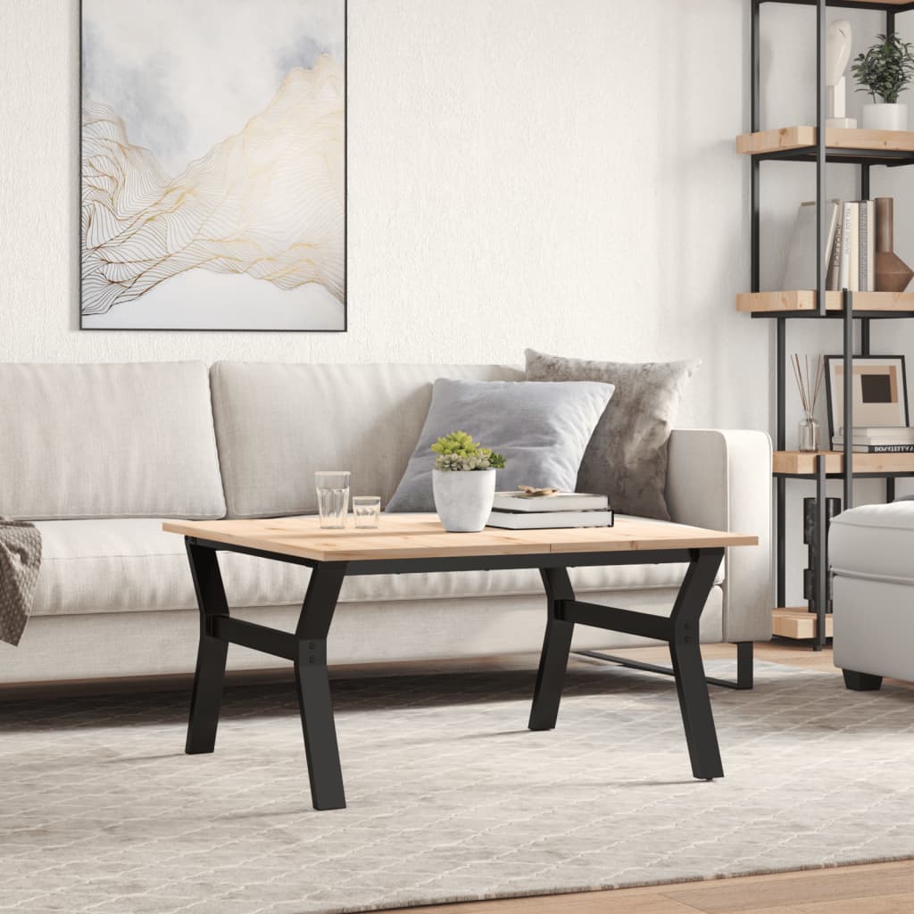 Tavolino da Salotto Telaio a Y 80x80x45 cm Legno Pino e Acciaio | homemem39