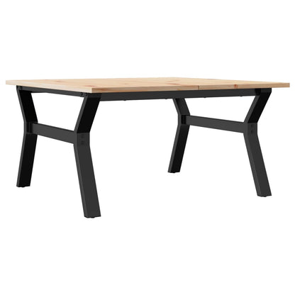 Tavolino da Salotto Telaio a Y 80x80x45 cm Legno Pino e Acciaio | homemem39