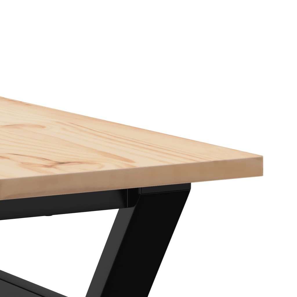 Tavolino da Salotto Telaio a Y 80x80x45 cm Legno Pino e Acciaio | homemem39