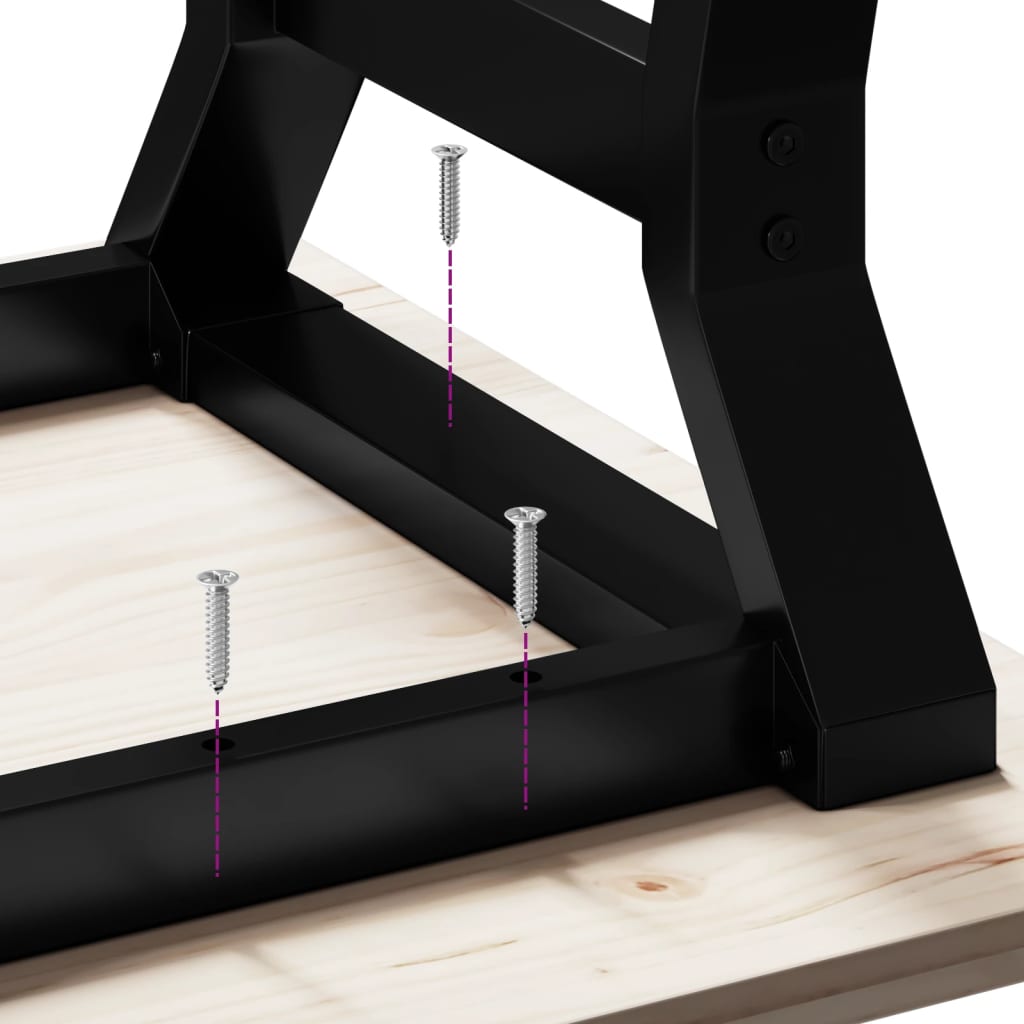 Tavolino da Salotto Telaio a Y 80x80x45 cm Legno Pino e Acciaio | homemem39