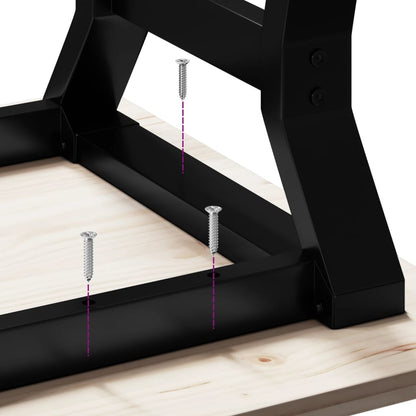 Tavolino da Salotto Telaio a Y 80x80x45 cm Legno Pino e Acciaio | homemem39