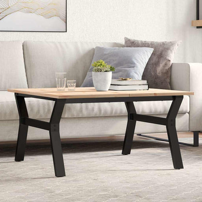 Tavolino da Salotto Telaio a Y 80x80x45 cm Legno Pino e Acciaio | homemem39