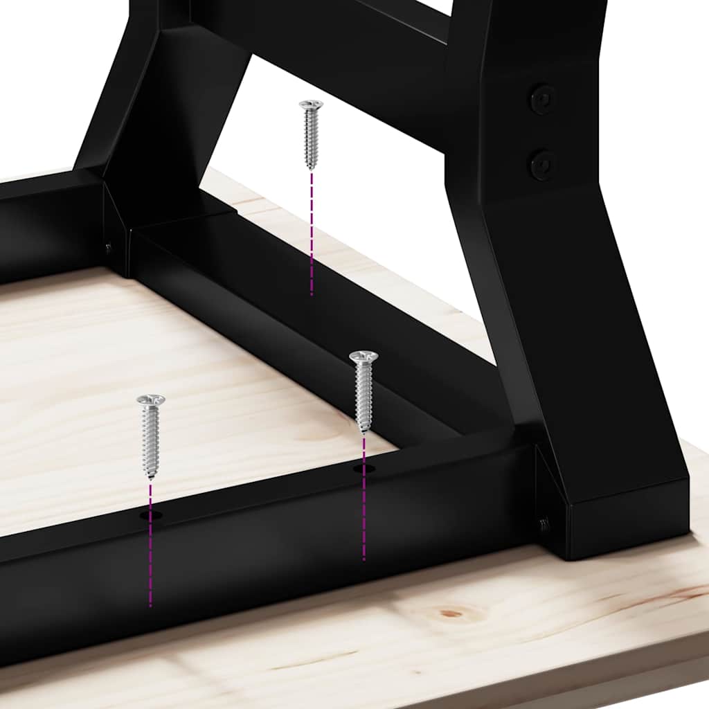 Tavolino da Salotto Telaio a Y 90x90x45 cm Legno Pino e Acciaio | homemem39