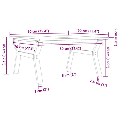 Tavolino da Salotto Telaio a Y 90x90x45 cm Legno Pino e Acciaio | homemem39