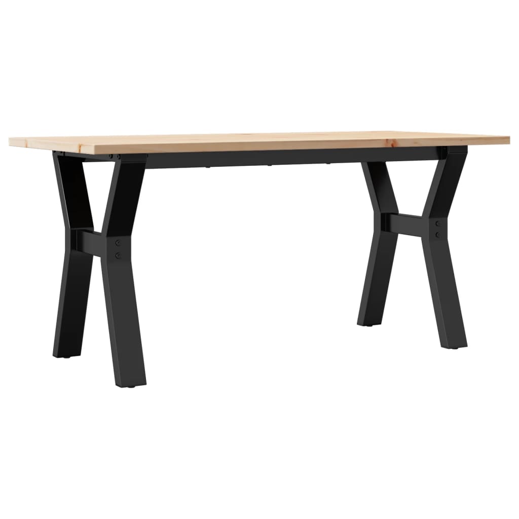 Tavolino Salotto Telaio a Y 100x50x45 cm Legno Pino e Acciaio | homemem39
