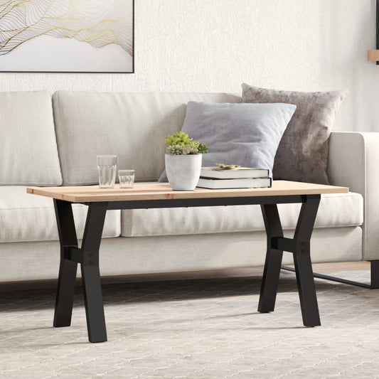 Tavolino Salotto Telaio a Y 100x50x45 cm Legno Pino e Acciaio | homemem39