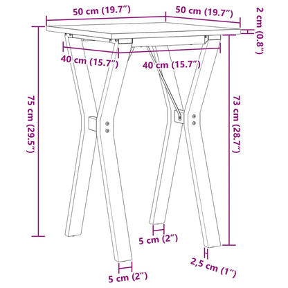Tavolo da Pranzo Telaio a Y 50x50x75 cm Legno Pino e Acciaio | homemem39