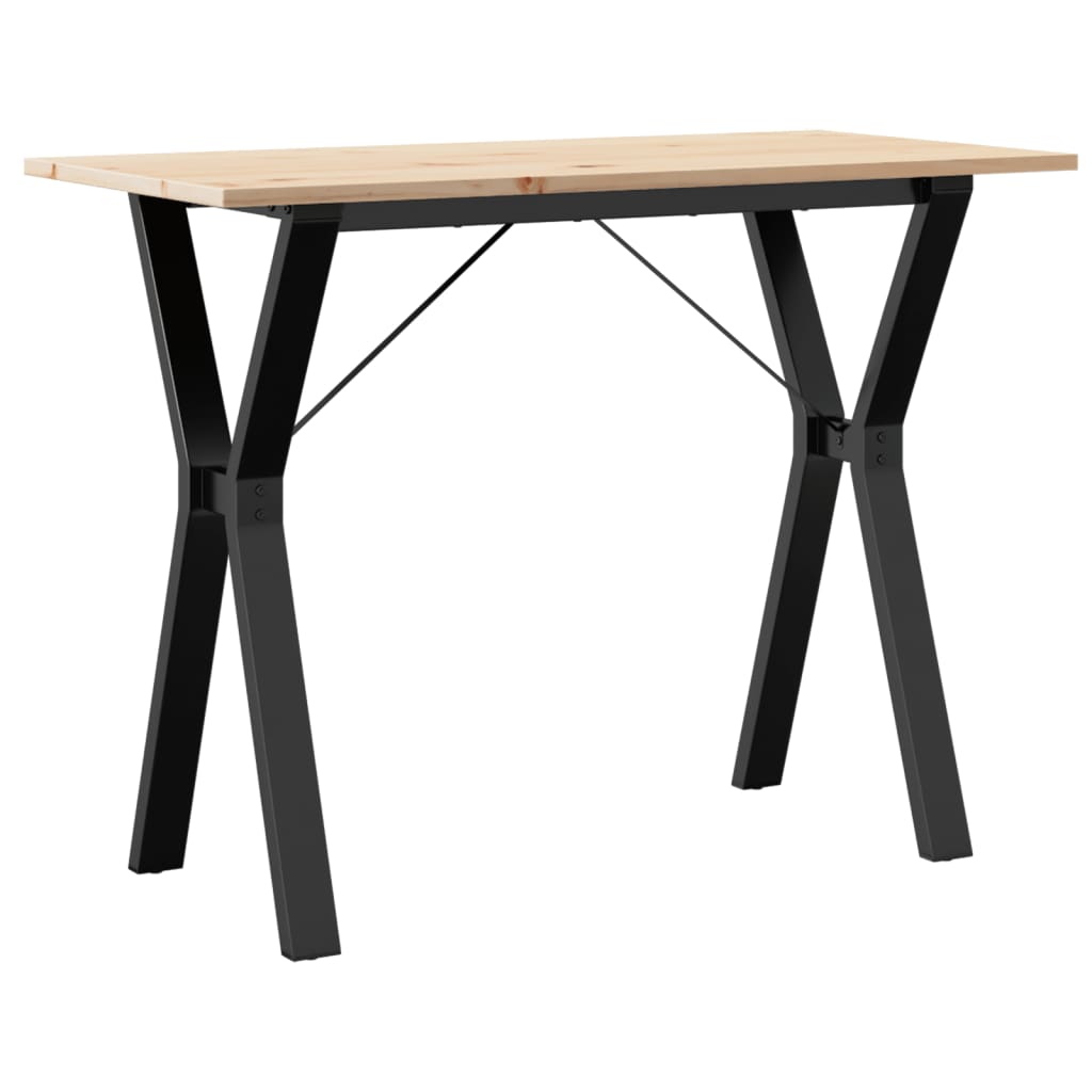 Tavolo da Pranzo Telaio a Y 100x50x75 cm Legno Pino e Acciaio | homemem39