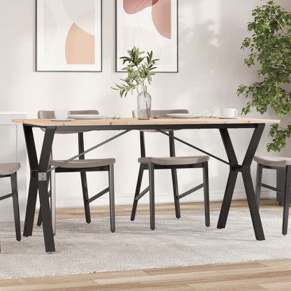 Tavolo da Pranzo Telaio a Y 160x80x75 cm Legno Pino e Acciaio